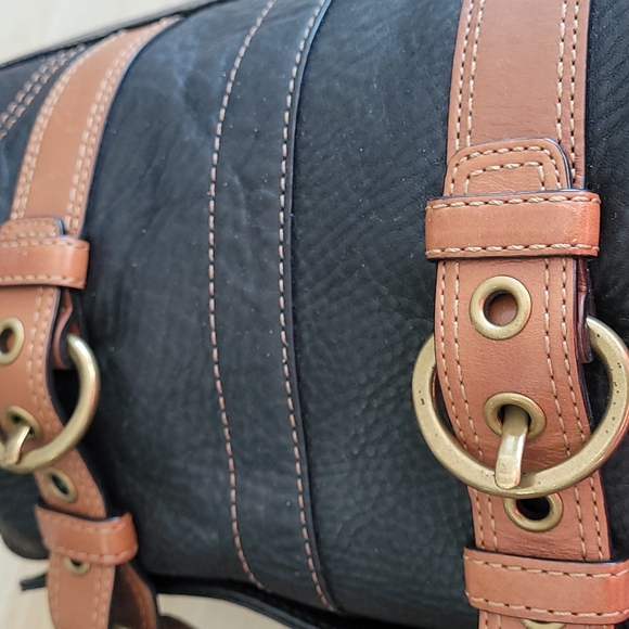 COACH Chelsea Black Pebbled Leather  Grommet Tote Satchel - Picture 7 of 14